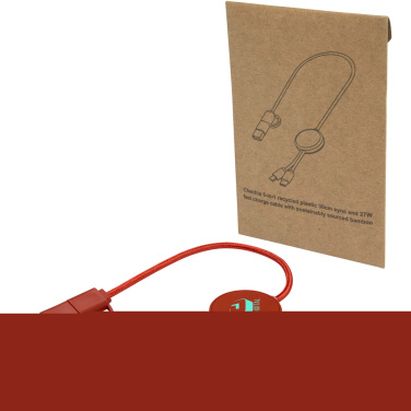 Logotrade Logogeschenke das Foto: Citala 30 cm 5-in-1 Kabel aus recyceltem Kunststoff für Datenübertragung und 27W Schnellladung