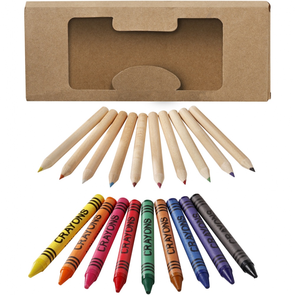 Logo trade promotional products picture of: Lucky 19-piece coloured pencil and crayon set