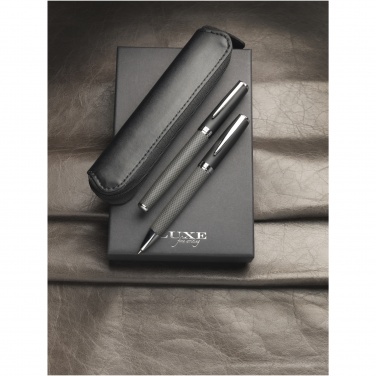 Logo trade corporate gifts picture of: Carbon duo pen gift set with pouch