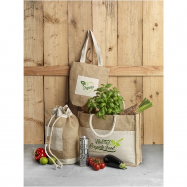 Logo trade promotional giveaways image of: Mumbay cotton pocket jute tote bag 18L