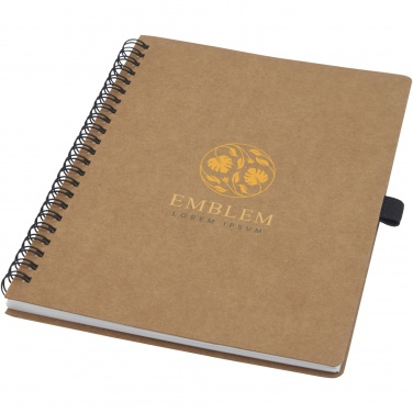 Logo trade promotional merchandise image of: Cobble A5 wire-o recycled cardboard notebook with stone paper