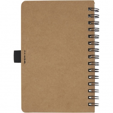 Logo trade promotional products image of: Cobble A6 wire-o recycled cardboard notebook with stone paper