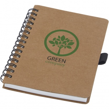 Logo trade promotional merchandise image of: Cobble A6 wire-o recycled cardboard notebook with stone paper