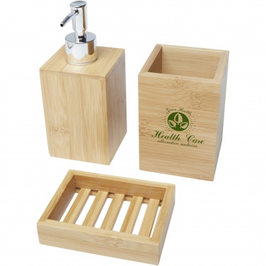 Logo trade business gift photo of: Hedon 3-piece bamboo bathroom set