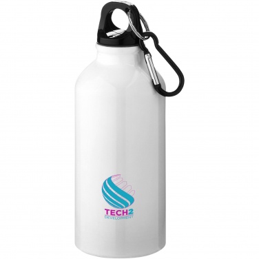Logo trade promotional gifts picture of: Oregon 400 ml RCS certified recycled aluminium water bottle with carabiner