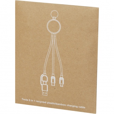 Logotrade promotional product picture of: Tecta 6-in-1 recycled plastic/bamboo charging cable with keyring