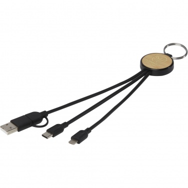 Logotrade promotional merchandise image of: Tecta 6-in-1 recycled plastic/bamboo charging cable with keyring