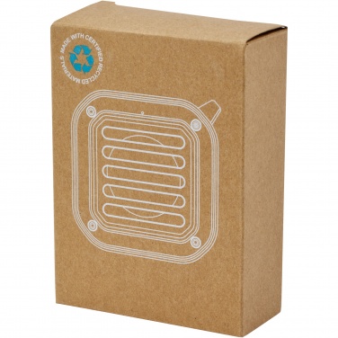 Logotrade promotional item picture of: Solo 3W IPX5 RCS recycled plastic solar Bluetooth® speaker with carabiner 