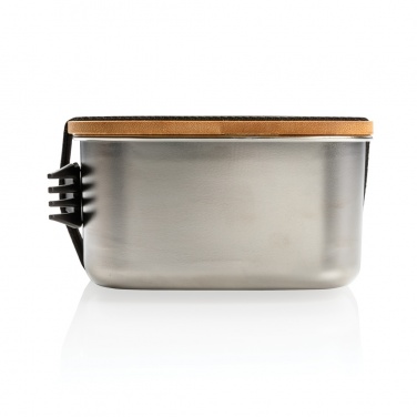Logotrade promotional giveaway picture of: Stainless steel lunchbox with bamboo lid and spork