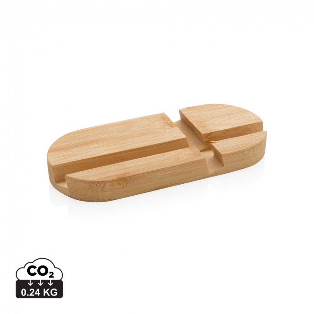Logo trade promotional merchandise photo of: Bamboo tablet and phone holder