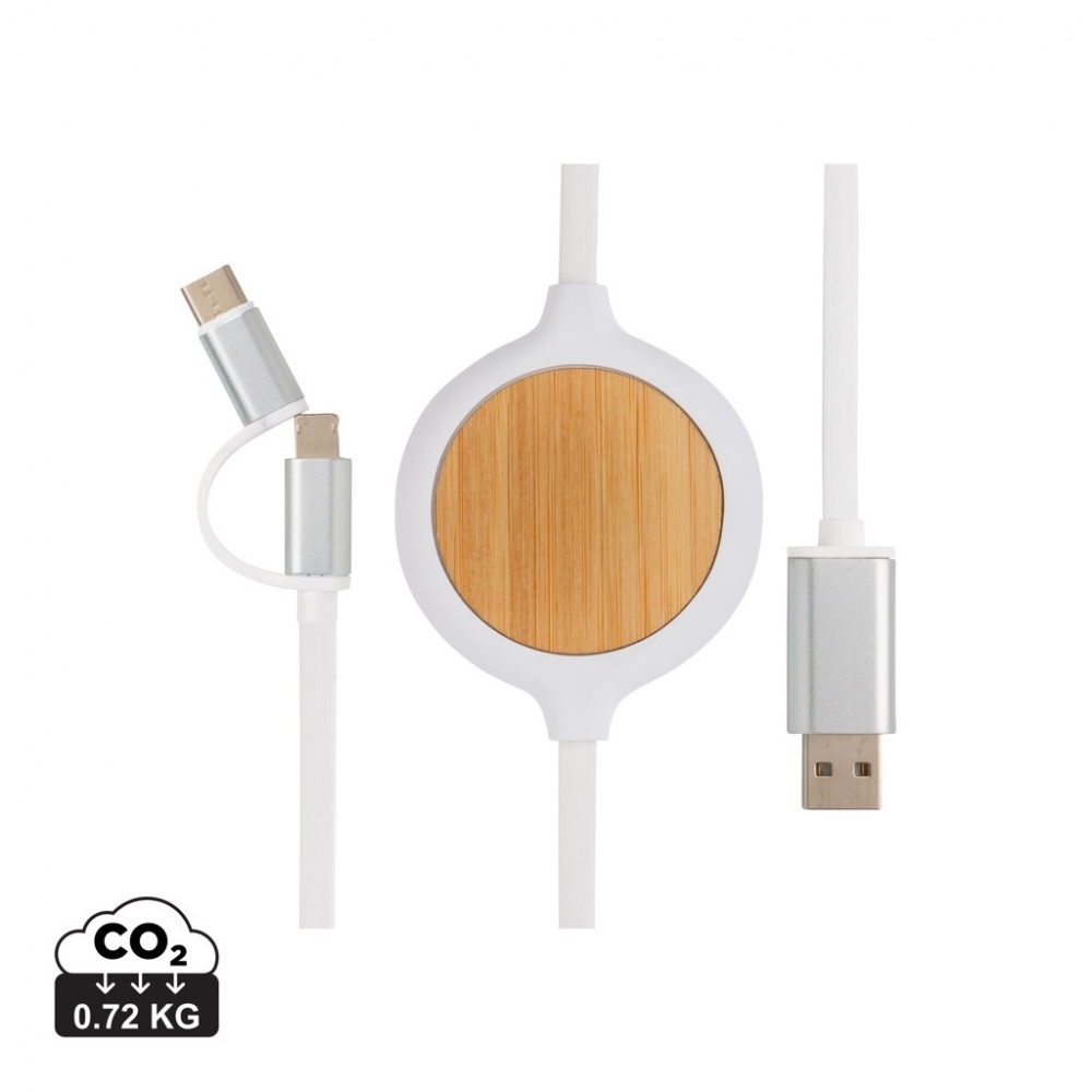 Logotrade promotional products photo of: 3-in-1 cable with 5W bamboo wireless charger