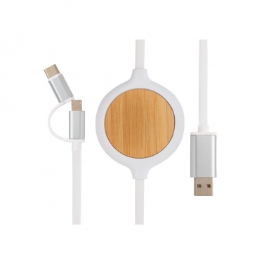 Logotrade promotional merchandise picture of: 3-in-1 cable with 5W bamboo wireless charger