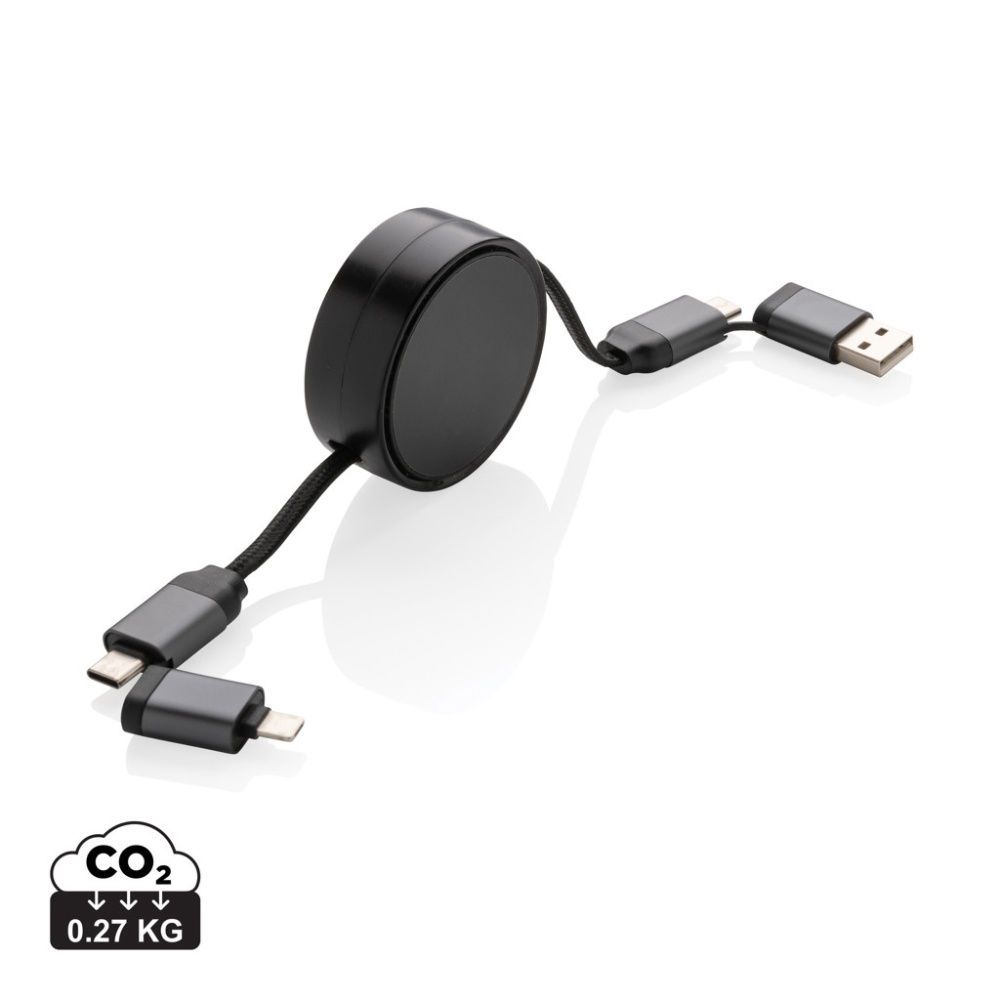 Logotrade advertising products photo of: Terra RCS recycled aluminium retractable 6 in 1 cable