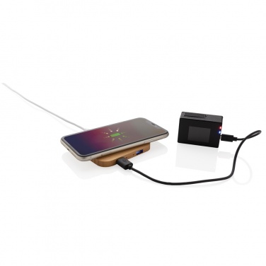 Logotrade business gift image of: Bamboo 5W wireless charger with USB
