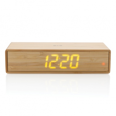 Logotrade corporate gift image of: Bamboo alarm clock with 5W wireless charger