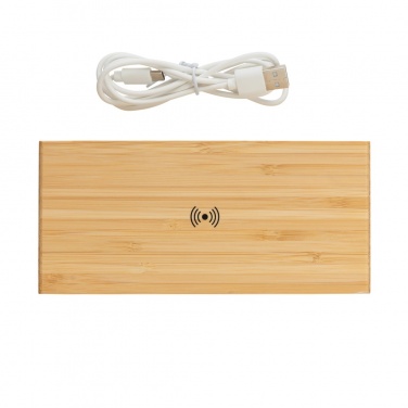 Logo trade business gifts image of: Bamboo alarm clock with 5W wireless charger