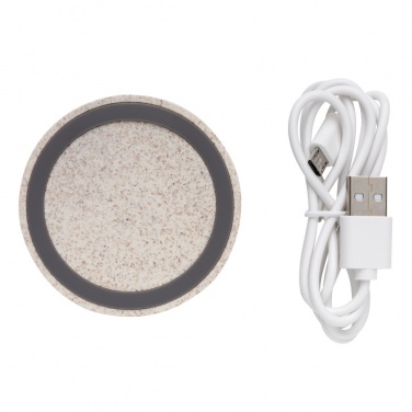Logo trade business gift photo of: Wheat Straw 5W round wireless charging pad