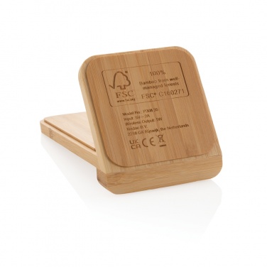 Logo trade promotional item photo of: Bamboo 5W wireless charging stand