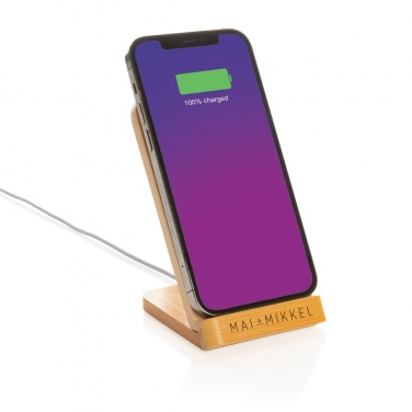 Logo trade promotional items picture of: Bamboo 5W wireless charging stand