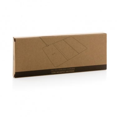 Logo trade promotional item photo of: 10W wireless charging cork mousepad and stand