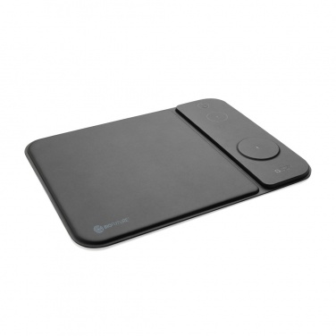 Logo trade promotional gifts picture of: Swiss peak RCS recycled PU 15W 3 in 1 charging mousepad