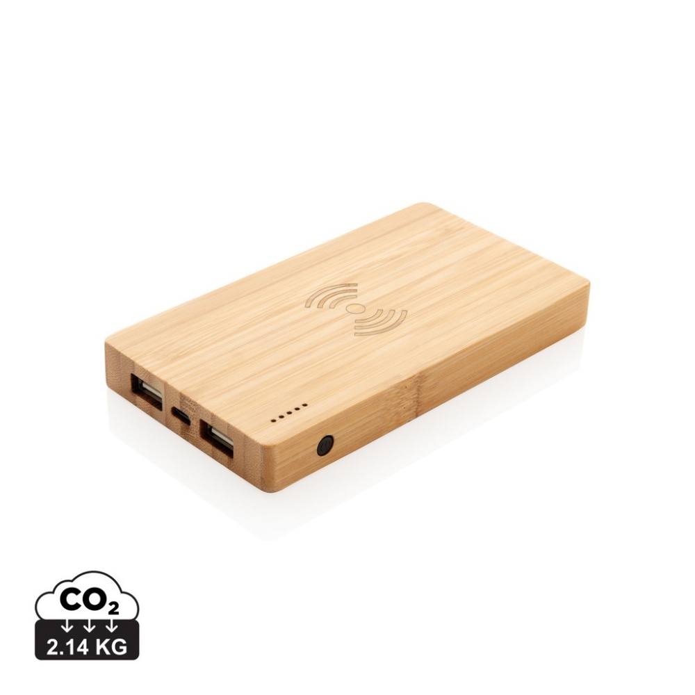 Logotrade promotional item picture of: Bamboo 4.000 mAh wireless 5W Powerbank