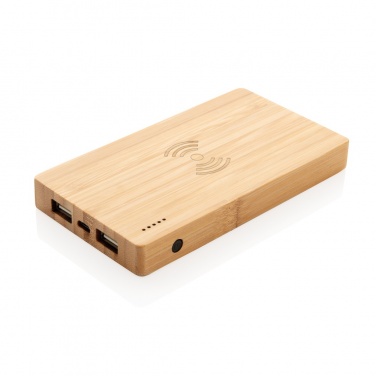 Logo trade promotional item photo of: Bamboo 4.000 mAh wireless 5W Powerbank