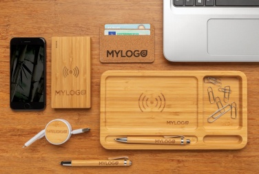Logotrade promotional merchandise image of: Bamboo 4.000 mAh wireless 5W Powerbank