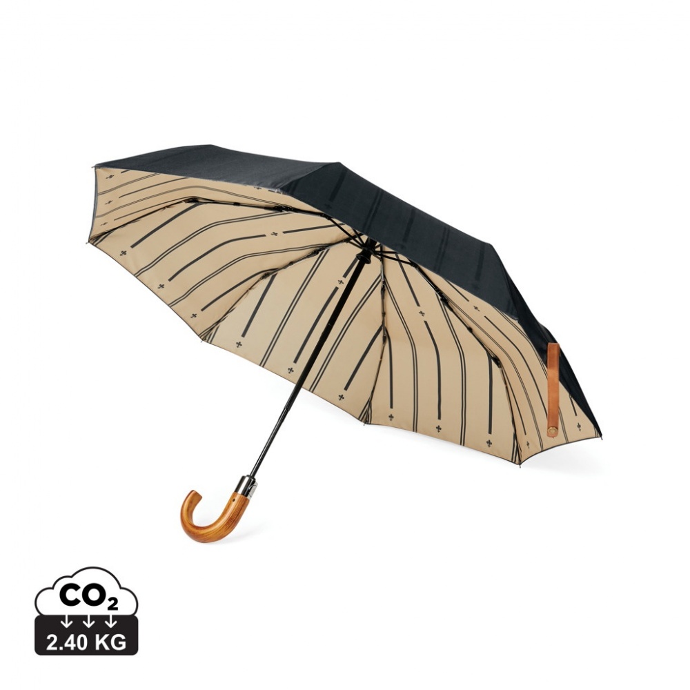 Logo trade promotional merchandise image of: VINGA Bosler AWARE™ recycled pet 21" foldable umbrella
