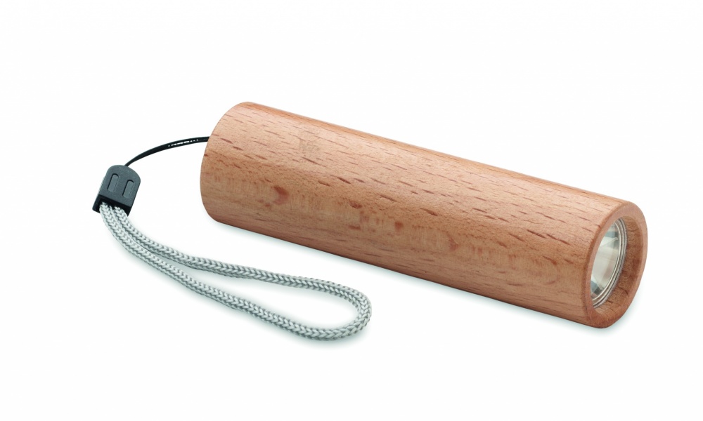 Logo trade promotional giveaways image of: Beech wood rechargeable torch