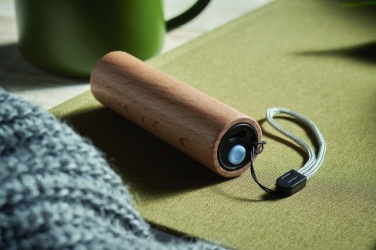 Logo trade promotional giveaway photo of: Beech wood rechargeable torch
