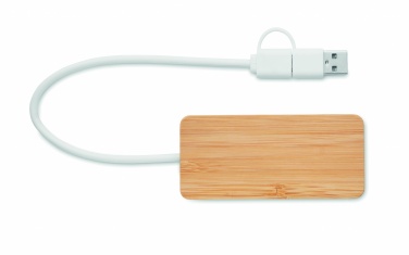 Logo trade advertising products image of: Bamboo USB 3 ports hub