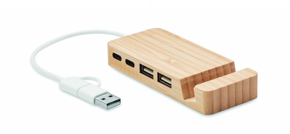 Logotrade promotional product image of: Bamboo USB 4 ports hub
