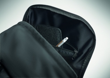 Logo trade advertising products image of: A 15-inch laptop backpack made of recycled pre-consumer cotton with customizable printing