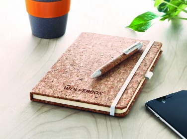 Logo trade business gift photo of: A5 cork notebook with pen