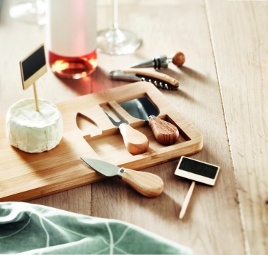 Logo trade corporate gifts picture of: Bamboo Cheese board set Leipzig