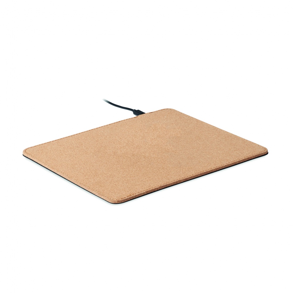 Logo trade business gift photo of: Cork mouse mat charger 15W