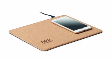 Logo trade corporate gifts picture of: Cork mouse mat charger 15W