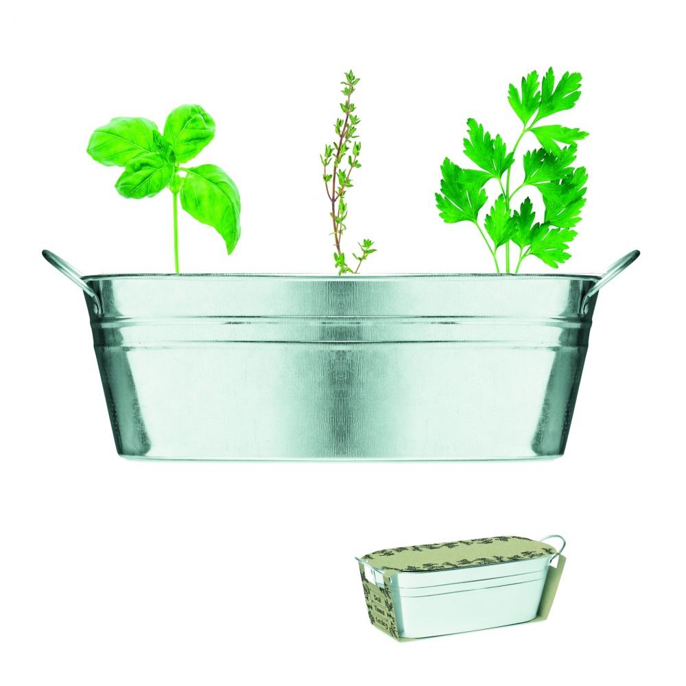 Logo trade advertising products image of: Zinc tub with 3 herbs seeds