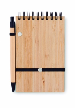 Logotrade promotional gift picture of: A6 bamboo notepad with pen SONORABAM