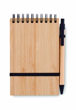 Logo trade promotional product photo of: A6 bamboo notepad with pen SONORABAM