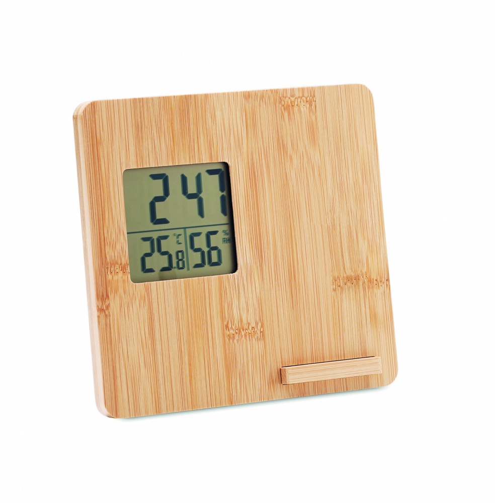 Logo trade advertising products image of: Bamboo weather station 10W