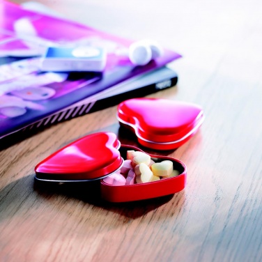 Logo trade promotional products image of: Heart tin box with candies
