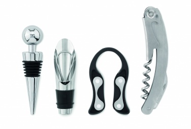 Logo trade promotional product photo of: 4 pcs wine set in wooden stand