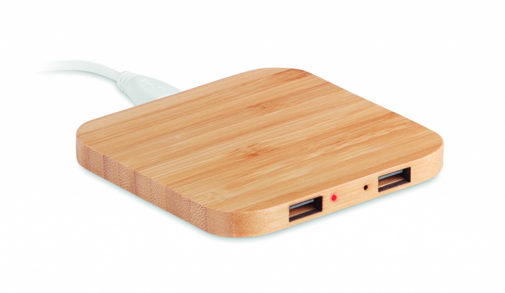 Logo trade promotional items image of: Bamboo wireless charge pad 5W