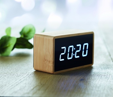 Logotrade promotional merchandise photo of: LED alarm clock bamboo casing Düsseldorf