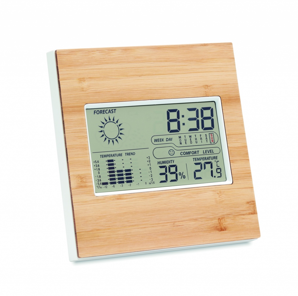 Logotrade corporate gift image of: Weather station bamboo front TURKU