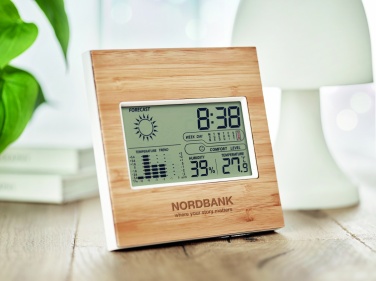 Logotrade promotional gift picture of: Weather station bamboo front TURKU