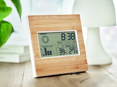 Logo trade corporate gift photo of: Weather station bamboo front TURKU