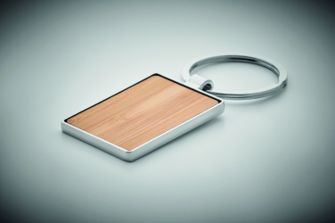Logo trade promotional giveaway photo of: Rectangular key ring bamboo WEST